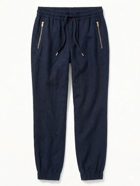 ReVamped Black Joggers with Gold Zipper Detail – Size XS